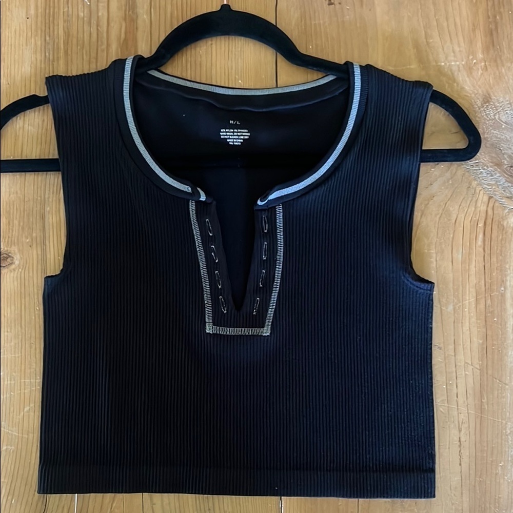 Black Ribbed Sleeveless Top
